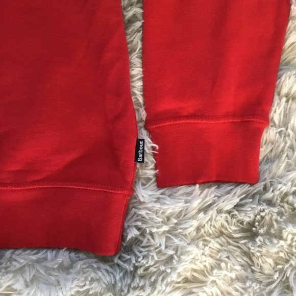 Mens Barbour Crewneck Red Sweater Pullover 100% Cotton Big LOGO Size XXL - Picture 3 of 5